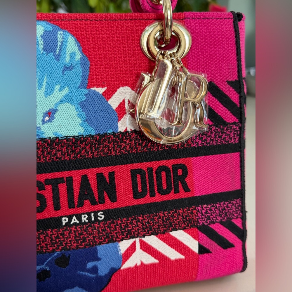 DIOR Dior D-Lite Shoulder Bag Pink & Red Canvas ~ NEVER WORN - Picture 10 of 15